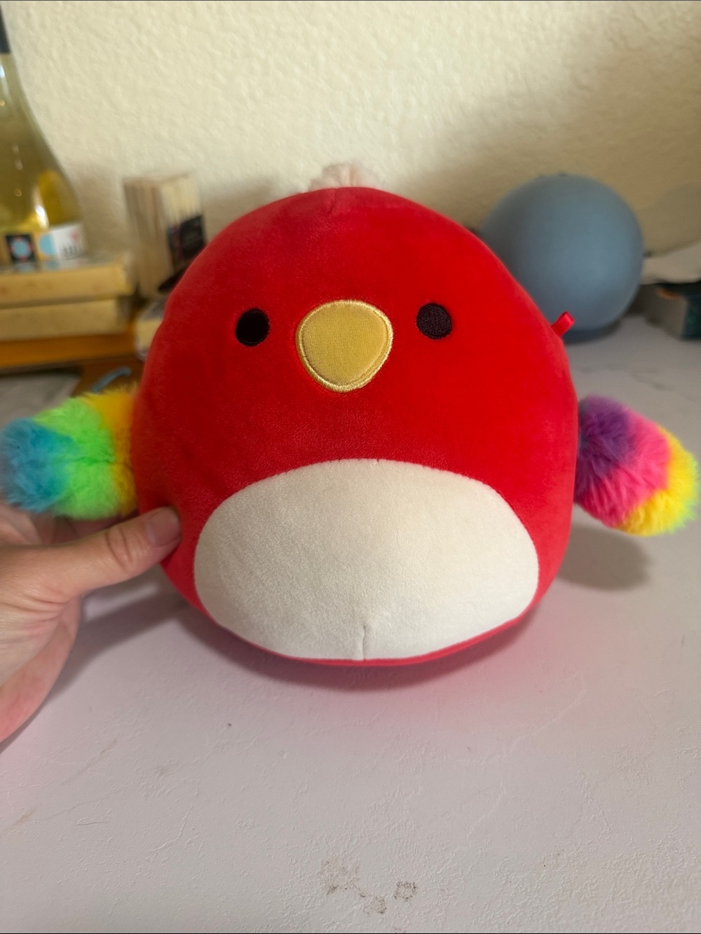 SQUISHMALLOW 8" PACO THE RED PARROT WITH RAINBOW WINGS SOFT PLUSH-TOY